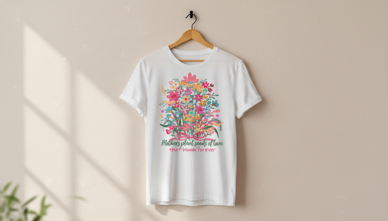 Mother’s Day Floral T-Shirt – Mothers Plant Seeds of Love Shirt – Cute Spring Graphic Tee – Gift for Mom, Grandma – Soft Cottagecore Shirt