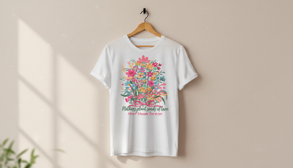 Mother’s Day Floral T-Shirt – Mothers Plant Seeds of Love Shirt – Cute Spring Graphic Tee – Gift for Mom, Grandma – Soft Cottagecore Shirt