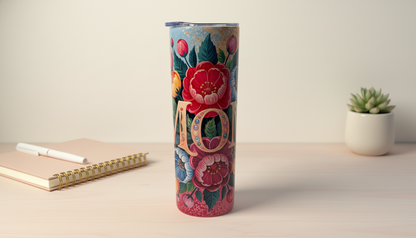 Mom Floral Tumbler 20oz | Colorful Flower Stainless Steel Tumbler with Straw | Gift for Mom | Mother’s Day Cup | Insulated Travel Mug