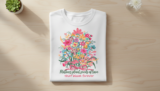Mother’s Day Floral T-Shirt – Mothers Plant Seeds of Love Shirt – Cute Spring Graphic Tee – Gift for Mom, Grandma – Soft Cottagecore Shirt