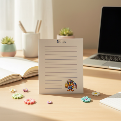 Peace, Love & Liberty Duck Notepad – Cute Americana Stationery