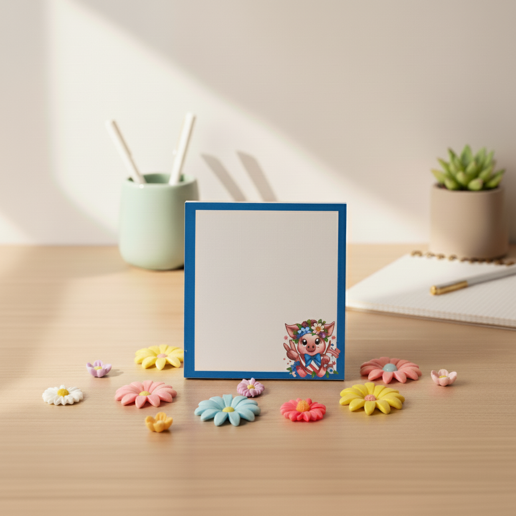 Peace, Love & Freedom Pig Sticky Notes – Cute Patriotic Stationery