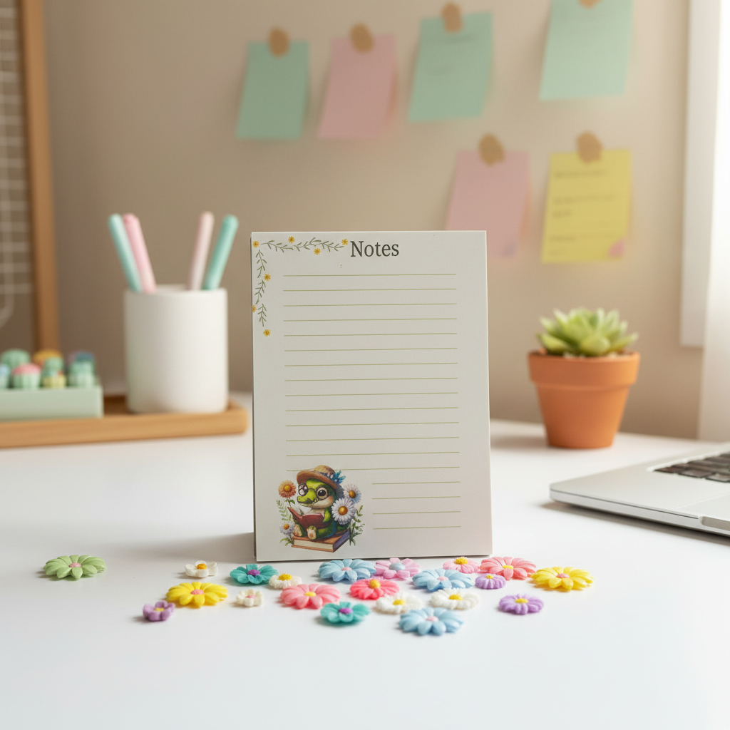 Bookish Gator Notepad – Whimsical Reading-Themed Stationery