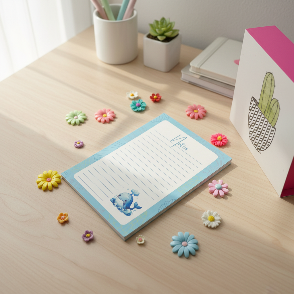 Aquatic Friends Whale Notepad – Ocean-Inspired Writing Pad