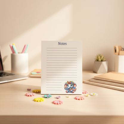 Peace, Love & Unity Elephant Notepad – Cute Americana Stationery