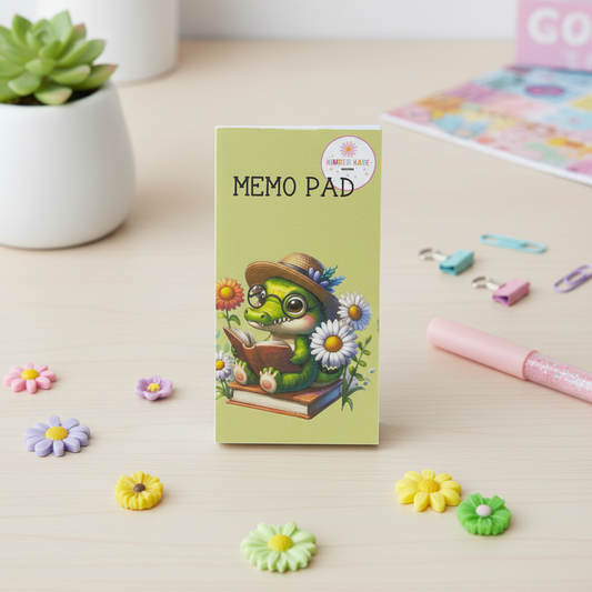 Bookish Gator Memo Pad – Cute Book Lover Desk Notes