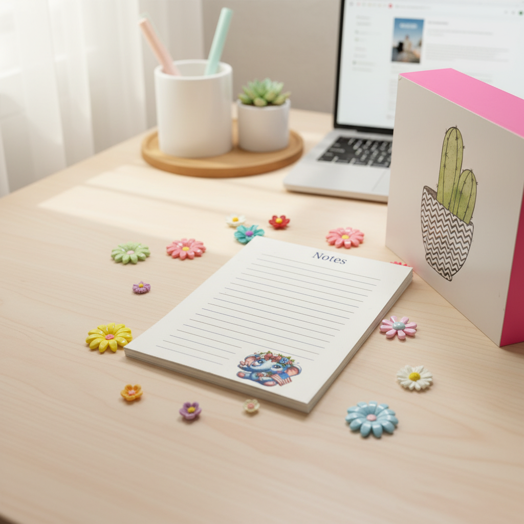 Peace, Love & Unity Elephant Notepad – Cute Americana Stationery