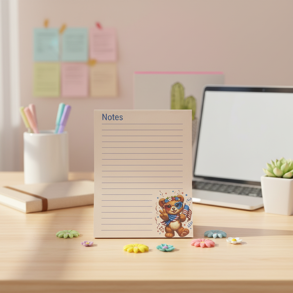 Peace, Love & Kindness Bear Notepad – Americana Writing Pad