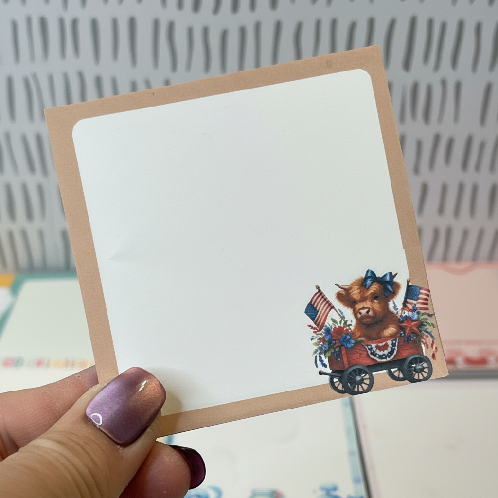Wagon Full of Stars Calf Sticky Notes – Cute Patriotic Stationery