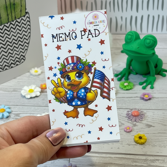 Peace, Love & Liberty Duck Memo Pad – Fun Patriotic Desk Notes
