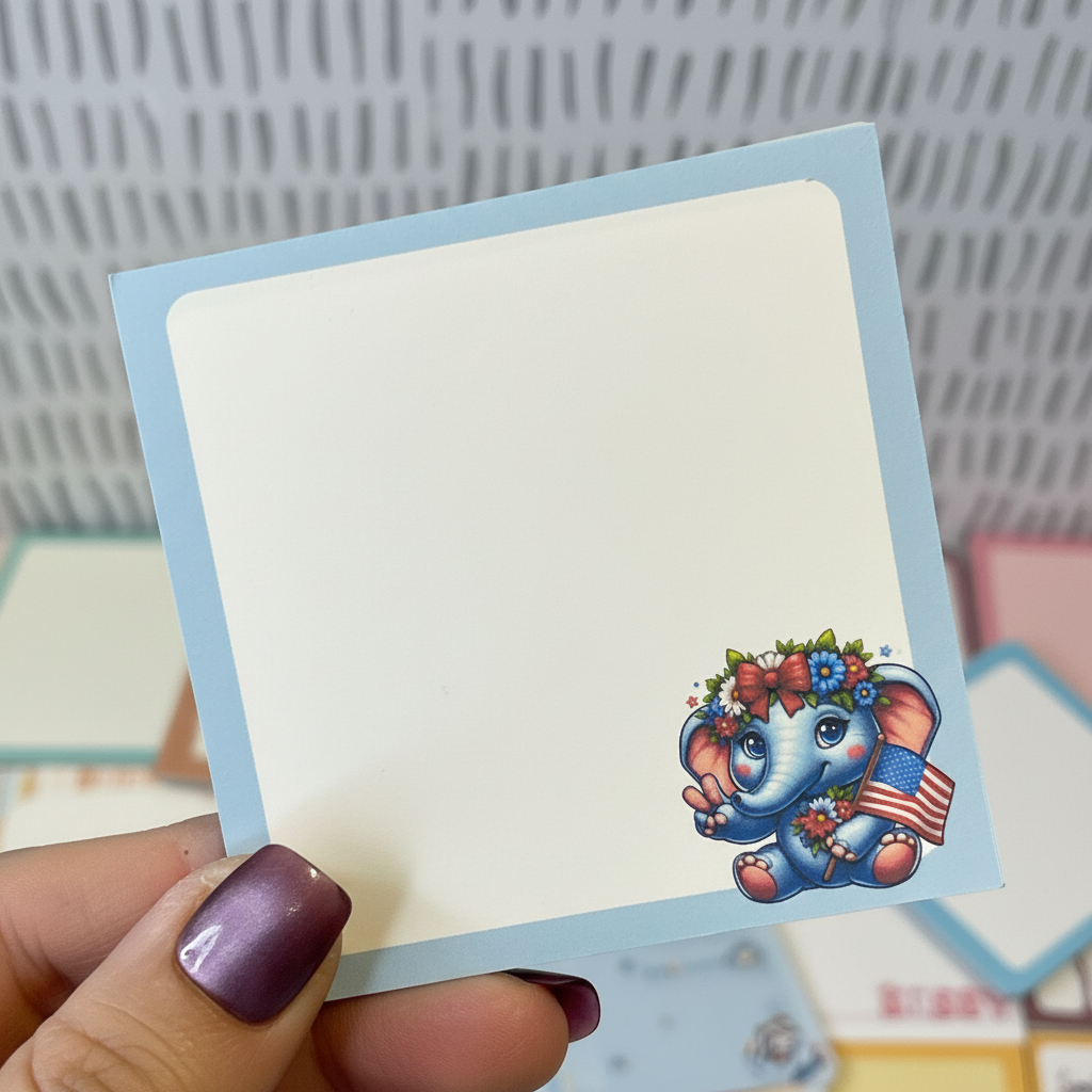 Peace, Love & Unity Elephant Sticky Notes – Cute Patriotic Stationery