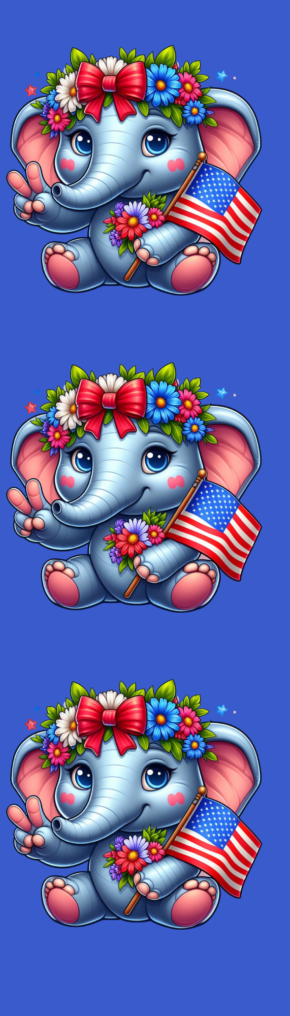 Peace, Love & Unity Elephant Bookmark – Cute Patriotic Page Marker