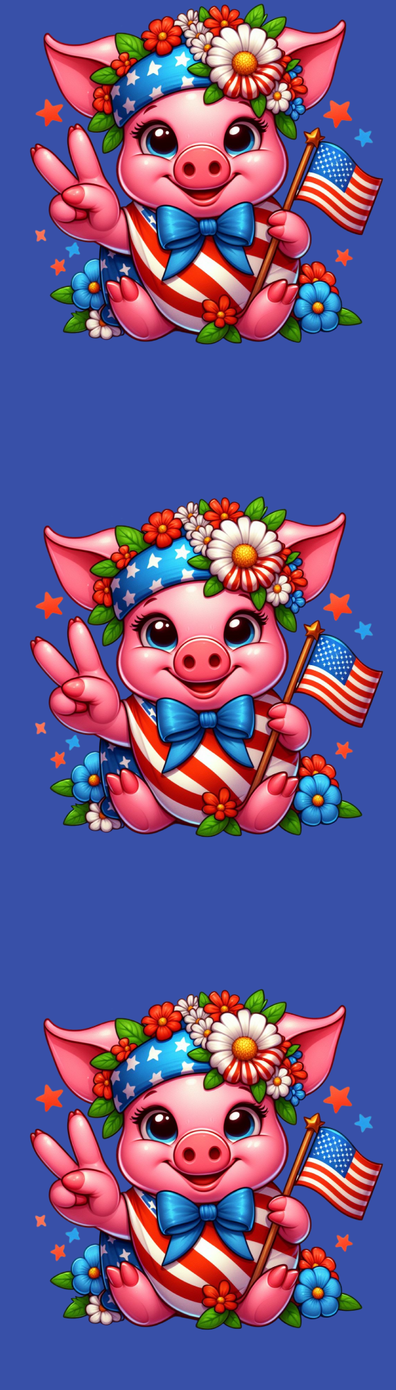 Peace, Love & Freedom Pig Bookmark – Cute Patriotic Page Marker