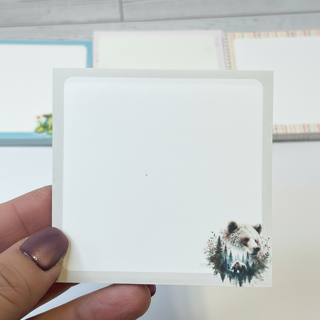 Whispering Pines Bear Sticky Notes | Forest Bear Desk Notes