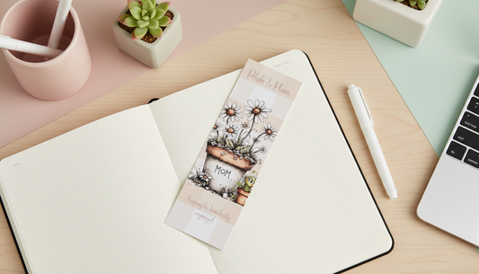 Soft Peach Floral Bookmark | Neutral Daisy Mom Bookmark | Soft Aesthetic Bookmark | Mother’s Day Gift