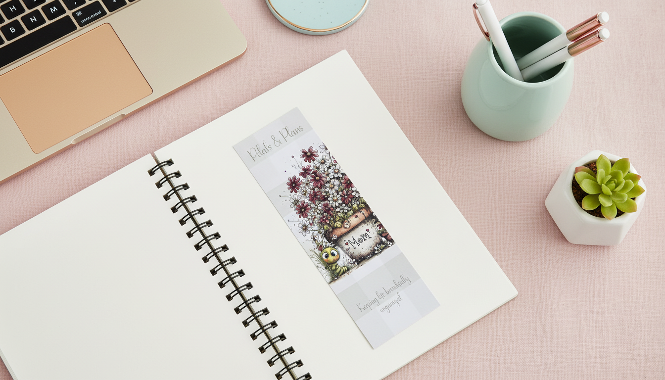 Sage Green Floral Bookmark | Garden Mom Flowerpot Bookmark | Cottagecore Bookmark | Gift for Mom