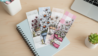 Petals & Plans Bookmark Set of 4 | Floral Bookmarks | Double Sided | Mother’s Day Gift | Cute Reading Accessories