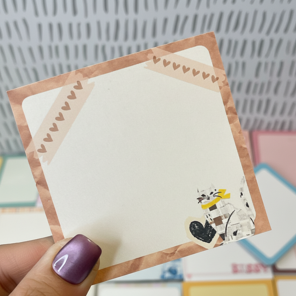 Craft Paper Cat Sticky Notes | Cozy Cat Desk Notes