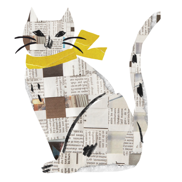 Craft Paper Cat Sticker | Cozy Collage Cat Decal