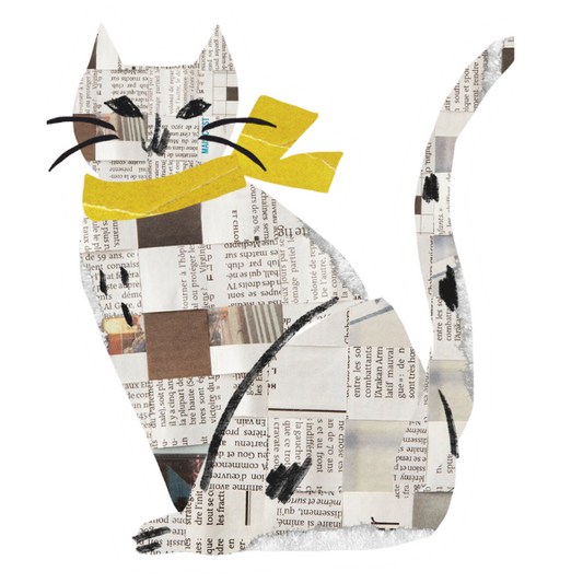 Craft Paper Cat Sticker | Cozy Collage Cat Decal