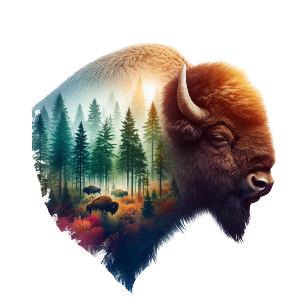 Wandering Pines Buffalo Sticker | Forest Wildlife Decal