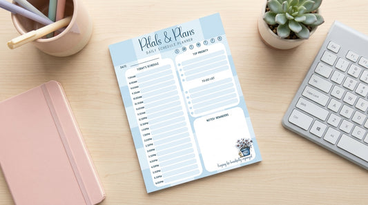 Petals & Plans Daily Planner | Hourly Schedule Planner Pad | Floral Productivity Planner | Mother’s Day Gift Idea