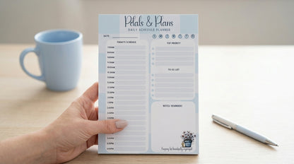 Petals & Plans Daily Planner | Hourly Schedule Planner Pad | Floral Productivity Planner | Mother’s Day Gift Idea