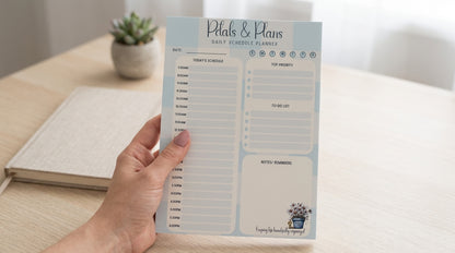 Petals & Plans Daily Planner | Hourly Schedule Planner Pad | Floral Productivity Planner | Mother’s Day Gift Idea