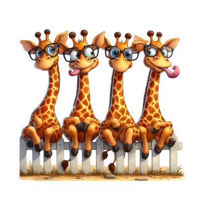 Giraffes on the Fence Sticker – Cute & Goofy Animal Design