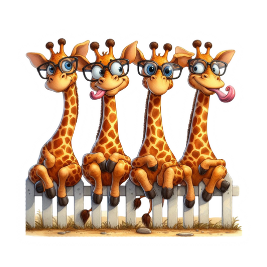 Giraffes on the Fence Sticker – Cute & Goofy Animal Design