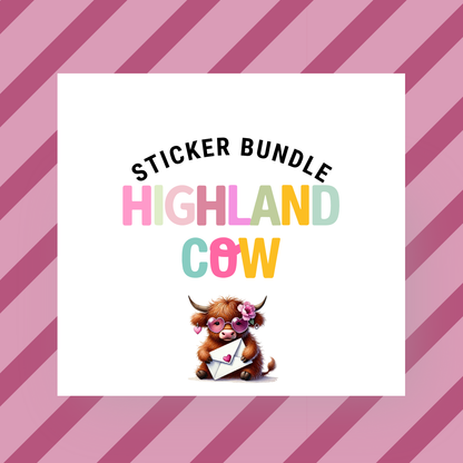 💕 Valentines Sticker Bundle – Highland Cows