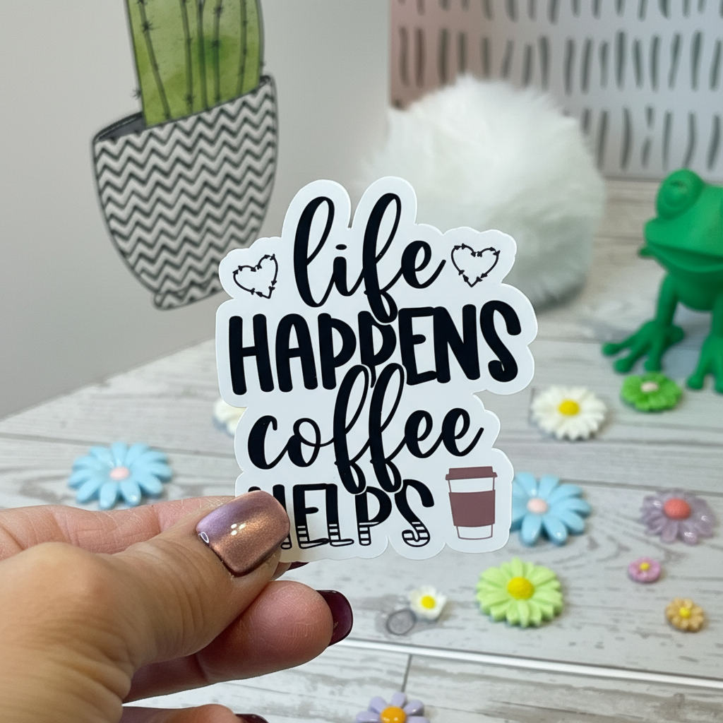 Life Happens, Coffee Helps Sticker