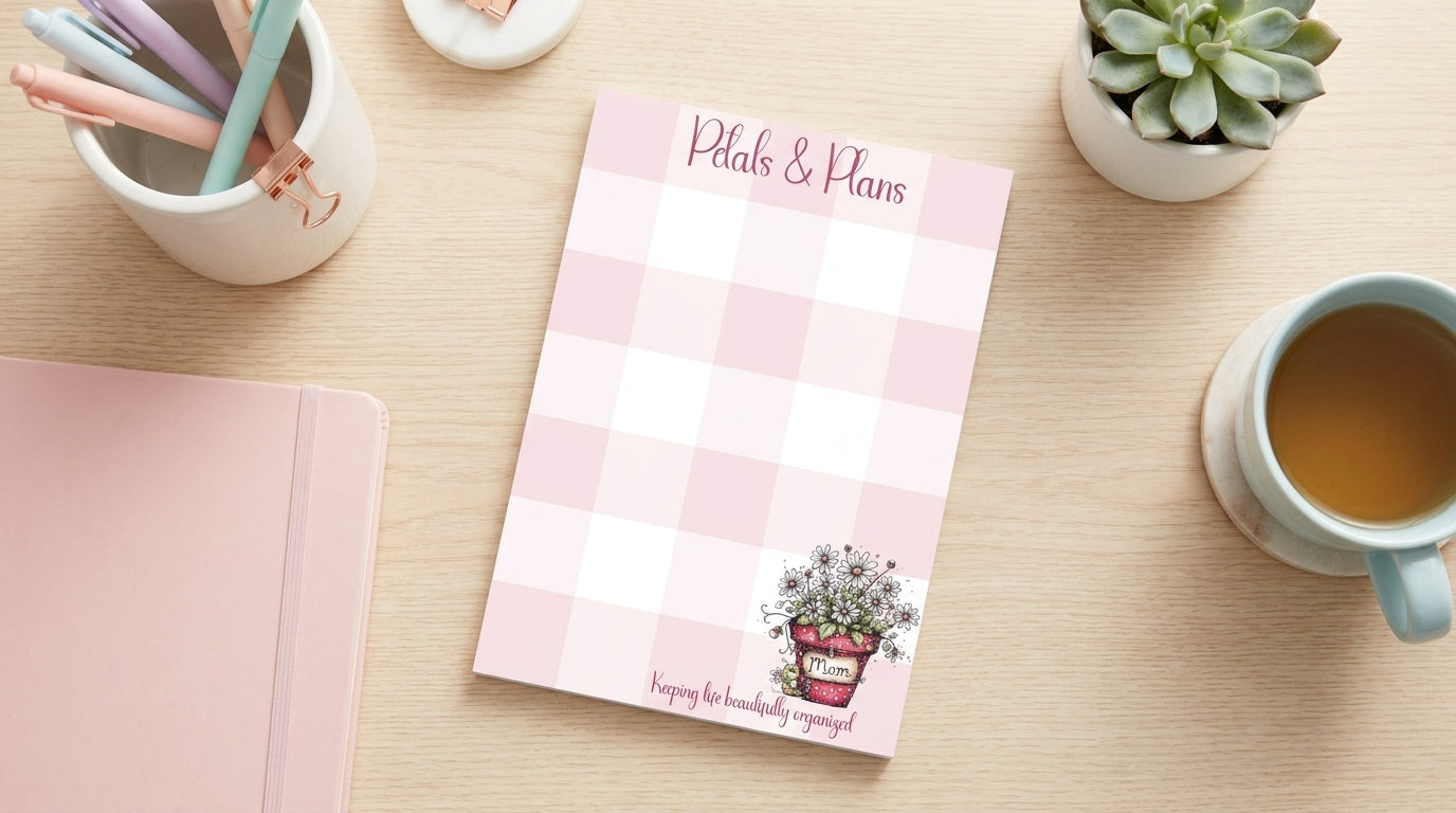 Petals & Plans Notepad | Floral Note Pad | Cute Desk Notepad | Mother’s Day Gift Idea | Cottagecore Stationery