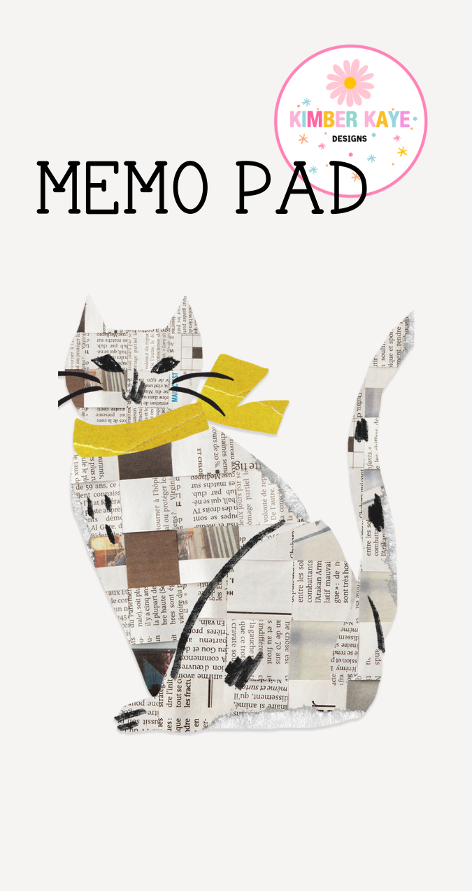 Craft Paper Cat Memo Pad | Cozy Collage Cat Notes