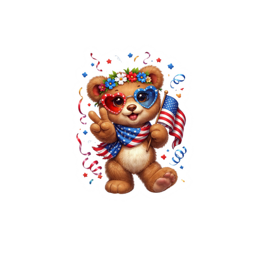 Peace, Love & Kindness Bear Sticker – Patriotic Cute Vinyl Style