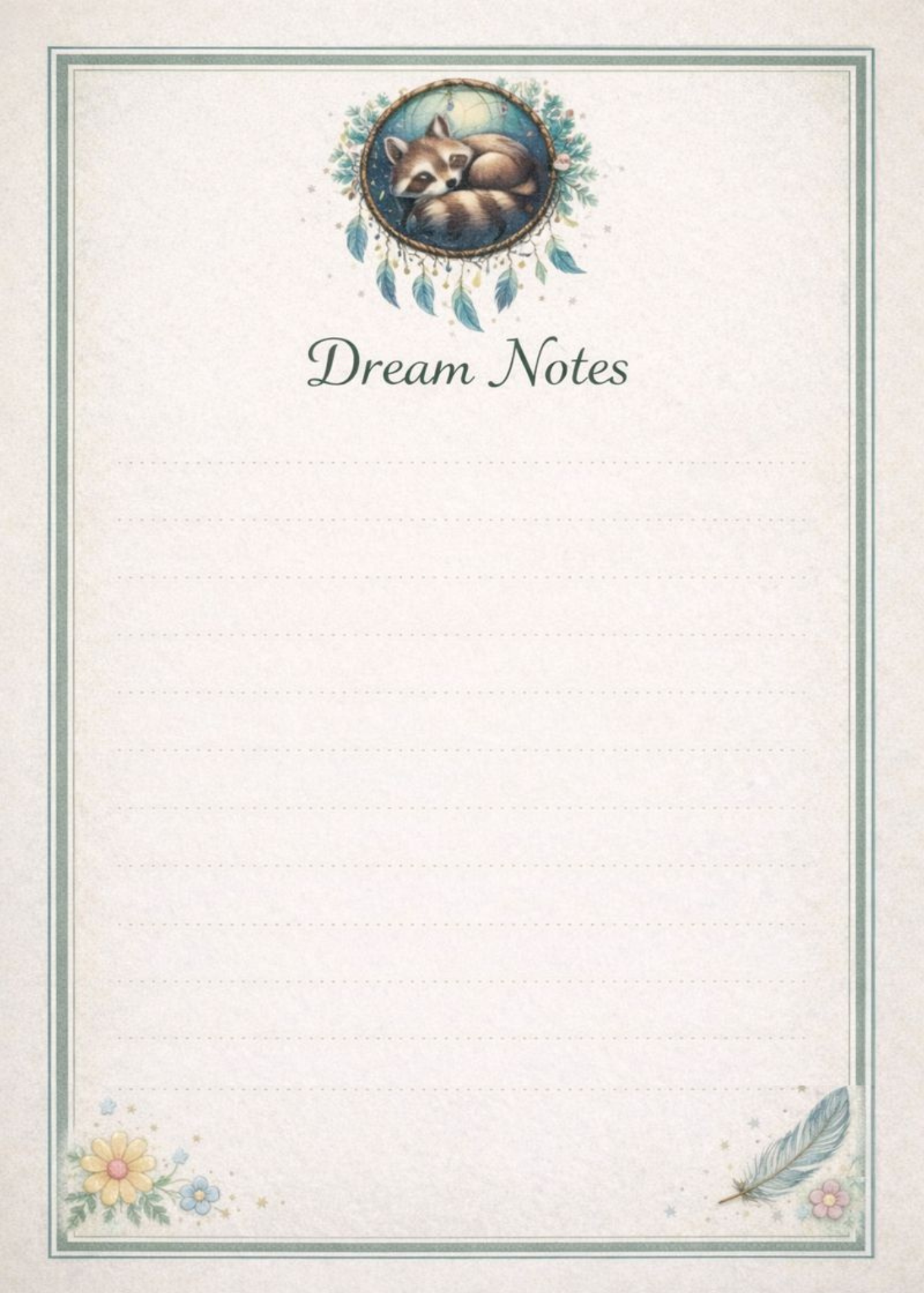 Dream Weaver Raccoon Notepad