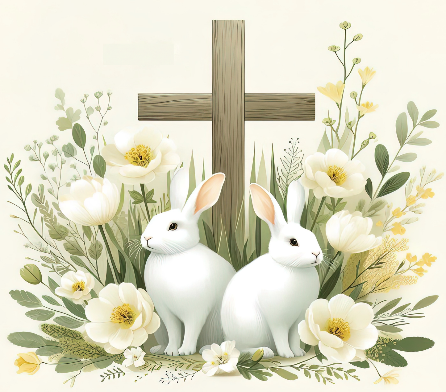 Christian Easter Cross Tumbler 20oz | Faith-Based Bunny Floral Cup | He Is Risen Spring Drinkware | Religious Gift