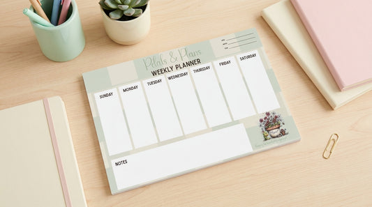 Petals & Plans Weekly Planner | Floral Weekly Desk Planner Pad | Mother’s Day Gift Idea | Cottagecore Stationery
